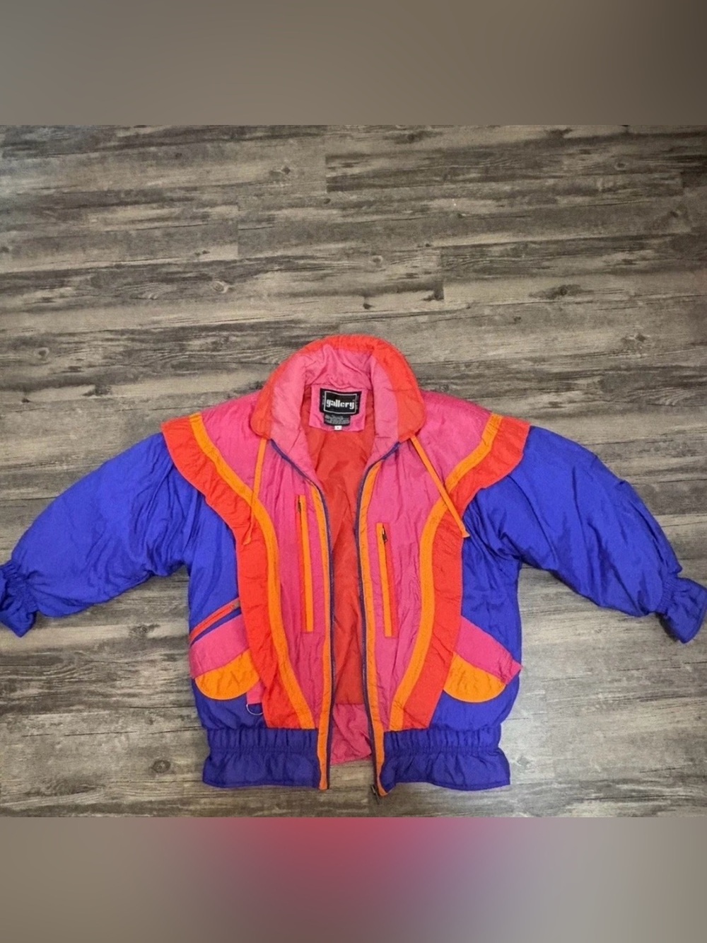 Gallery Retro Colorblock Ski Jacket in Purple, Pink & Orange